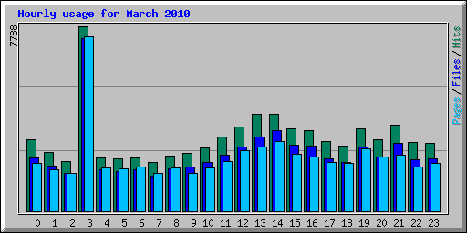 Hourly usage for March 2010